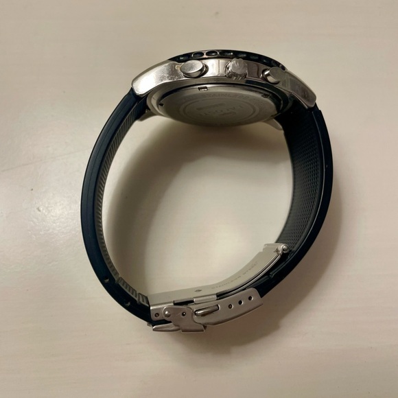 Lacoste Watch Chronograph Black Face/ Black Silicon Band Battery Working Now - Picture 6 of 9